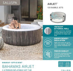 Large Round 2 to 4 Person Inflatable Hot Tub Portable Outdoor Spa with 120 AirJets and EnergySense Cover, Grey
