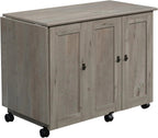 Craft Cart Storage Cabinet, Rolling Sewing Table with Expandable Top, Mystic Oak