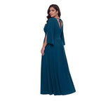 Women's V-Neck Flutter Sleeve Formal A-Line Maxi Dress
